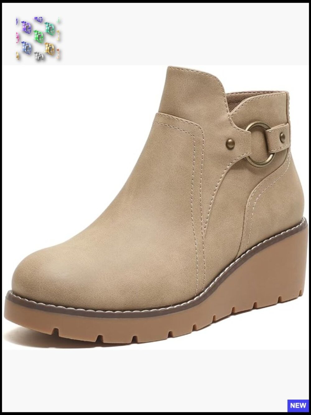 Wedge Ankle Boots Chunky Low Heel Comfortable Short Booties Round Toe Fall